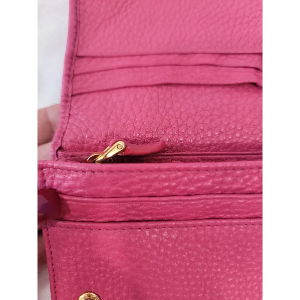 Prada Pink Pebbled Leather Continental Wallet CheckCheck Verified - Picture 7 of 16